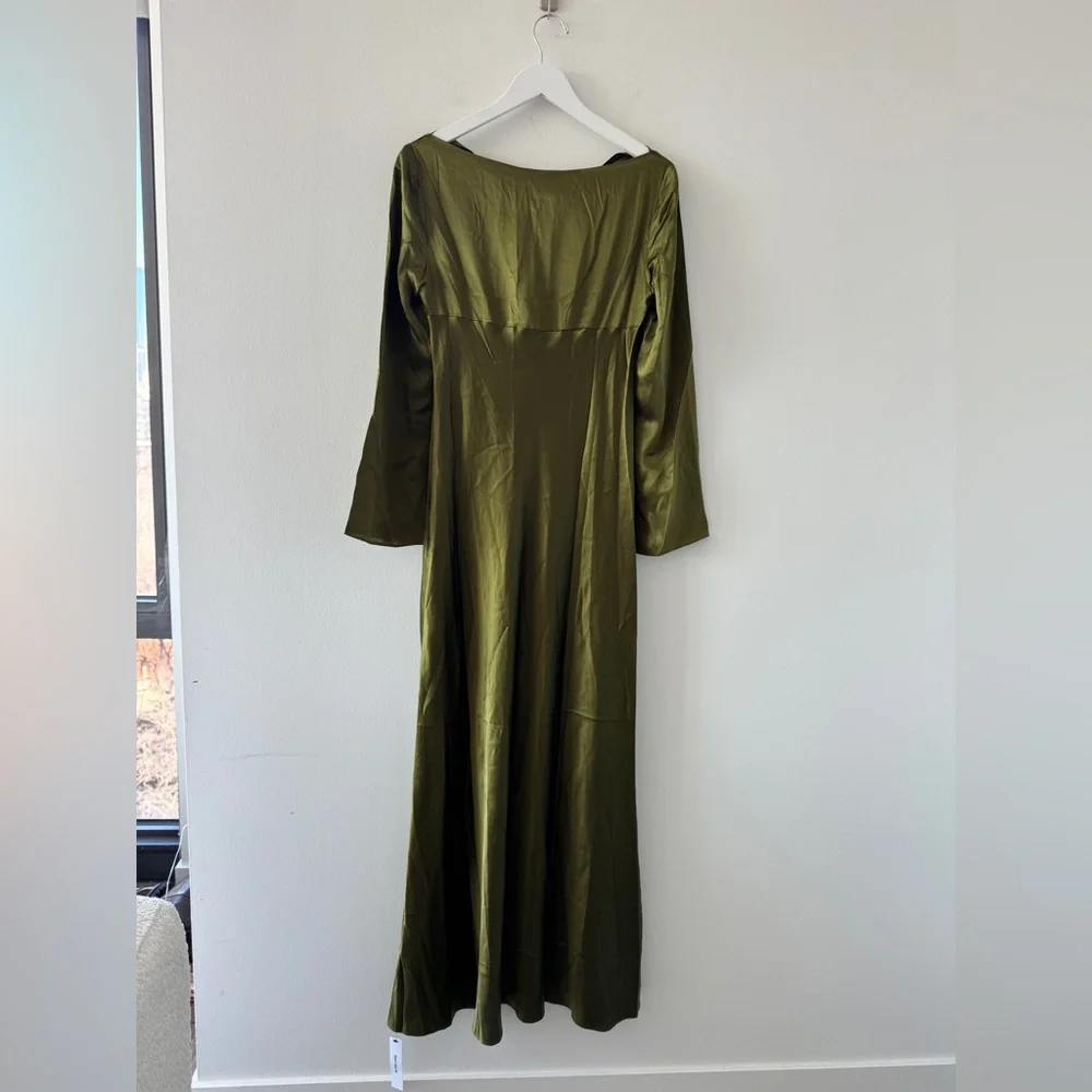 REFORMATION NWT Pike Silk Maxi Dress in Moss - Picture 7 of 14